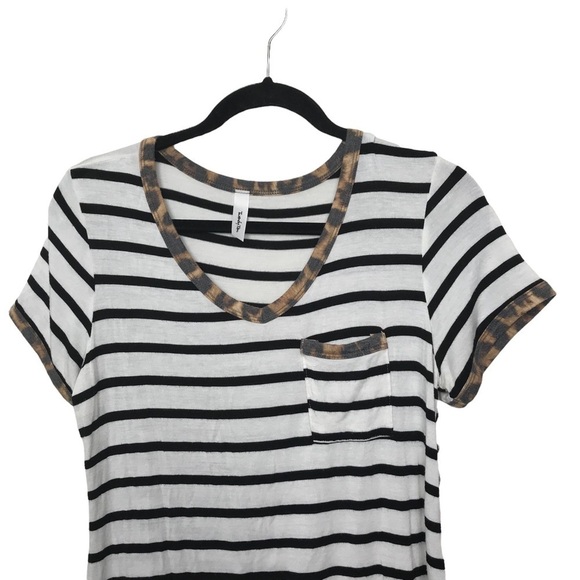 Twenty Ten Black White Stripe Short Sleeve Tee T Shirt Approx Medium - Picture 2 of 8
